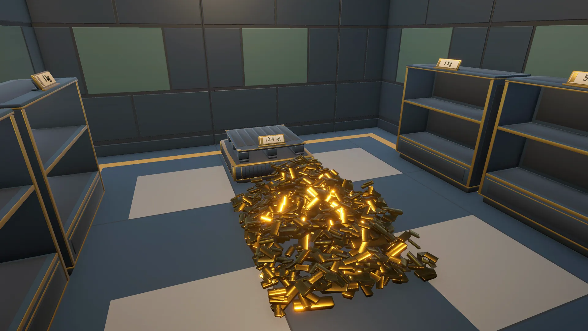A heap of gold bars waiting for their shelves